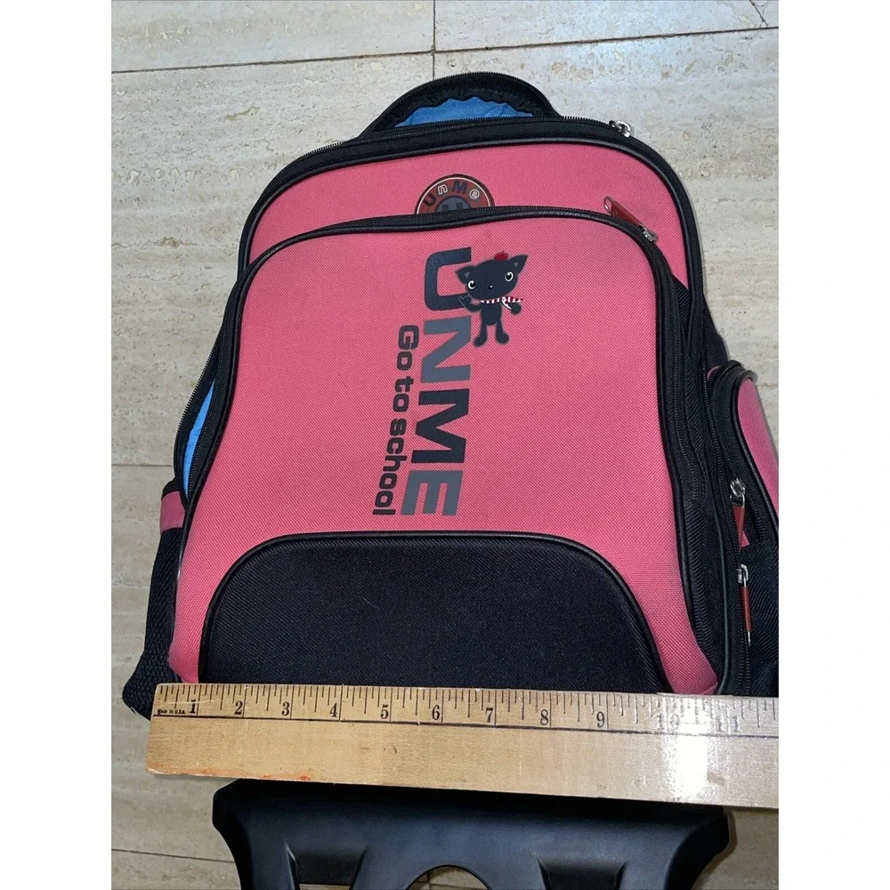 Unme Go To School Kids Rolling Backpack for Girls Pink‎